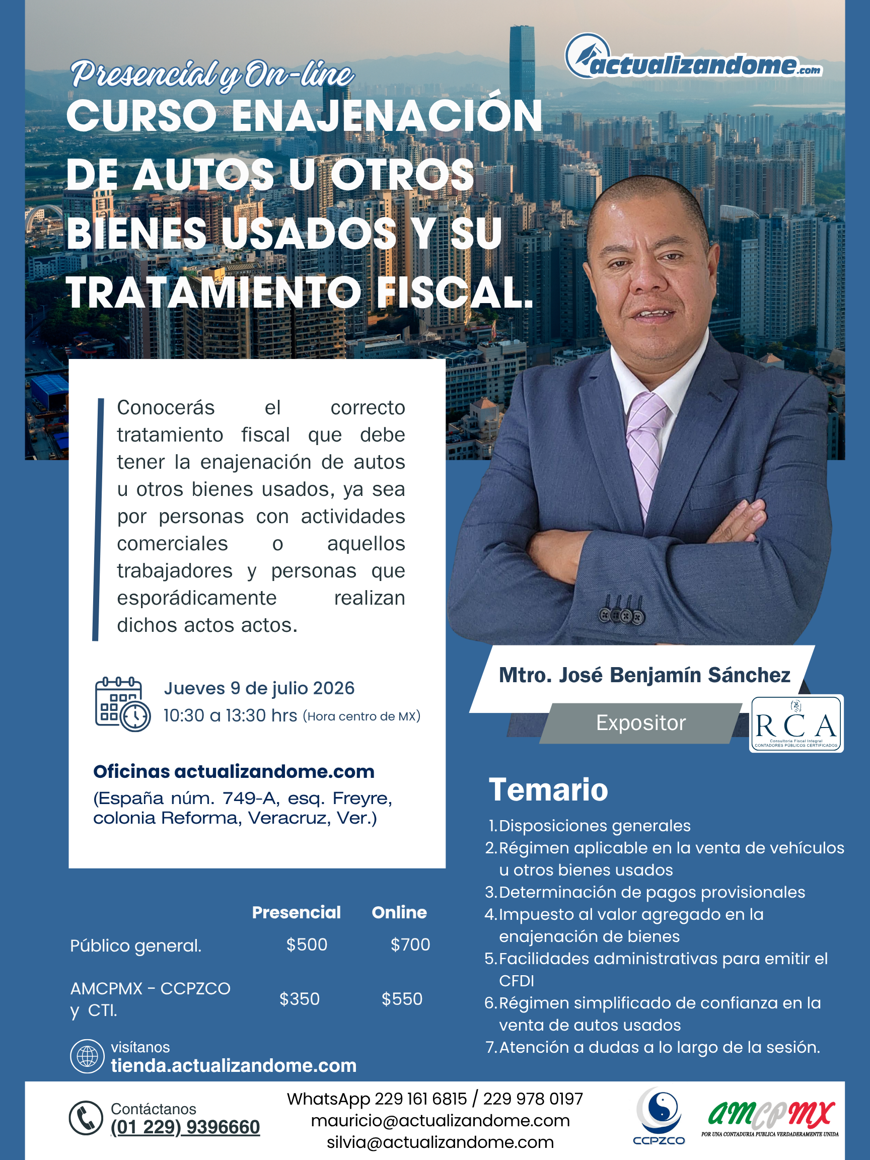 CURSO ENAJENACIÓN DE AUTOS U OTROS BIENES USADOS Y SU TRATAMIENTO FISCAL.- Presencial y On-line